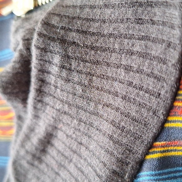 Bobeau Split Side Mock Neck Stripe Tunic Blouse - Picture 15 of 16